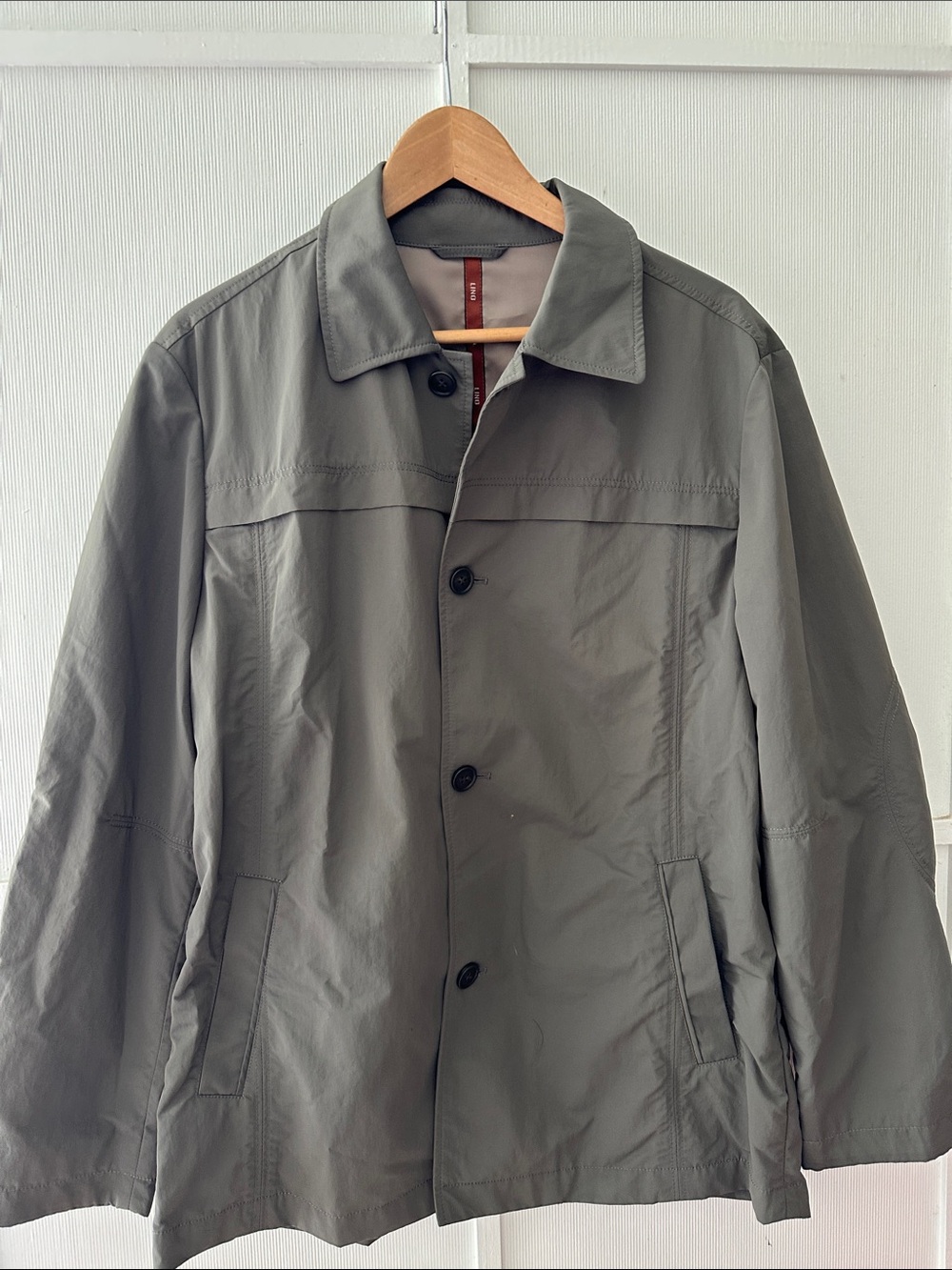Men's Lightweight Button-Front Jacket in Olive Gray